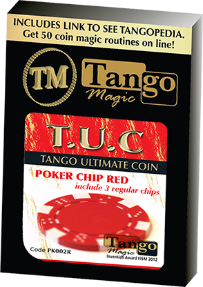 TUC Poker Chip Red plus 3 regular chips by Tango Magic | Zaubertrick