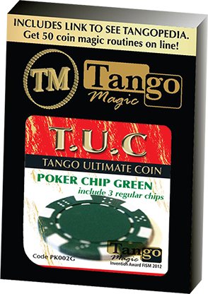 TUC Poker Chip Green plus 3 regular chips by Tango Magic | Zaubertrick